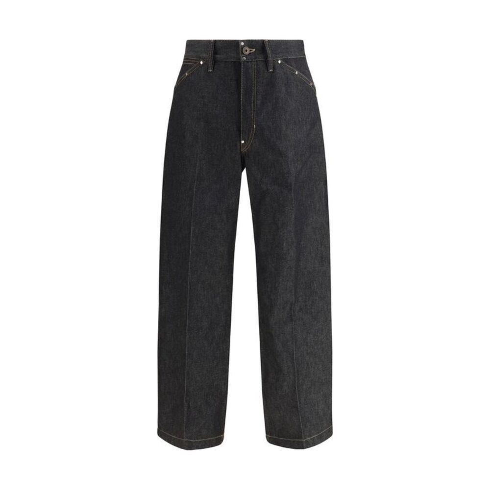 Lemaire Cotton Straight-Leg Jeans Men Midnight Blue Bottoms